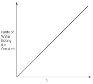   Which of the following factors, when used to label the horizontal axis of the accompanying graph, would account most directly for the shape of the plot? A)  spongin concentration (gm/unit volume)  B)  rate of cribrostatin synthesis (molecules/unit time)  C)  number of pores per sponge D)  number of spicules per sponge E)  number of choanocytes per sponge
