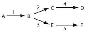   Refer to the associated figure. A branched metabolic pathway synthesizes two related amino acids (D and F)  If there is a genetic defect, resulting in a nonfunctional enzyme (3) , how could you ensure that adequate amounts of the amino acid F are synthesized? A)  supplement intermediate B B)  supplement intermediate C C)  add enzyme 2 to the medium D)  supplement with intermediate E