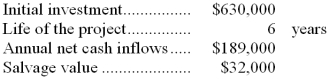 (Ignore income taxes in this problem.) Masone Inc. has provided the following data concerning a proposed investment project:    The company uses a discount rate of 10%. Required: Compute the net present value of the project.