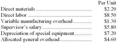 Part N19 is used by Malouf Corporation to make one of its products. A total of 7,000 units of this part are produced and used every year. The company's Accounting Department reports the following costs of producing the part at this level of activity:   An outside supplier has offered to make the part and sell it to the company for $24.50 each. If this offer is accepted, the supervisor's salary and all of the variable costs, including the direct labor, can be avoided. The special equipment used to make the part was purchased many years ago and has no salvage value or other use. The allocated general overhead represents fixed costs of the entire company, none of which would be avoided if the part were purchased instead of produced internally. In addition, the space used to make part N19 could be used to make more of one of the company's other products, generating an additional segment margin of $25,000 per year for that product. What would be the impact on the company's overall net operating income of buying part N19 from the outside supplier? A)  Net operating income would decline by $21,900 per year. B)  Net operating income would decline by $60,700 per year. C)  Net operating income would decline by $10,700 per year. D)  Net operating income would increase by $25,000 per year. 