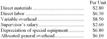 Rosiek Corporation uses part A55 in one of its products. The company's Accounting Department reports the following costs of producing the 4,000 units of the part that are needed every year.    An outside supplier has offered to make the part and sell it to the company for $32.30 each. If this offer is accepted, the supervisor's salary and all of the variable costs, including direct labor, can be avoided. The special equipment used to make the part was purchased many years ago and has no salvage value or other use. The allocated general overhead represents fixed costs of the entire company. If the outside supplier's offer were accepted, only $4,000 of these allocated general overhead costs would be avoided. In addition, the space used to produce part A55 could be used to make more of one of the company's other products, generating an additional segment margin of $26,000 per year for that product. Required: a. Prepare a report that shows the effect on the company's total net operating income of buying part A55 from the supplier rather than continuing to make it inside the company. b. Which alternative should the company choose?