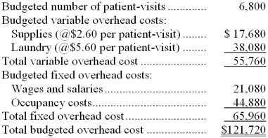 <strong>Placek Hospital bases its budgets on patient-visits. The hospital's static budget for October appears below: The total overhead cost at an activity level of 7,700 patient-visits per month should be:</strong> A) $129,550 B) $121,720 C) $129,100 D) $137,830