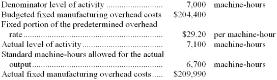 Labossiere Corporation has provided the following data for November.   -The volume variance for November is: A)  $8,760 U B)  $2,920 F C)  $2,920 U D)  $8,760 F 