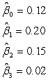 Suppose you regress a time-series of appraisal-based index periodic returns onto both contemporaneous and lagged securities market returns that do not suffer from lagging or measurement errors. That is, you perform the following regression, where rM,t is the accurate market return in period t and r*t is the appraisal-based real estate return in period t:   The resulting contemporaneous and lagged beta values are:   What is your best estimate of the true long-run beta between real estate and the securities market index? .  <div style=padding-top: 35px> 