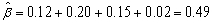 Suppose you regress a time-series of appraisal-based index periodic returns onto both contemporaneous and lagged securities market returns that do not suffer from lagging or measurement errors. That is, you perform the following regression, where rM,t is the accurate market return in period t and r*t is the appraisal-based real estate return in period t: The resulting contemporaneous and lagged beta values are: What is your best estimate of the true long-run beta between real estate and the securities market index? .
