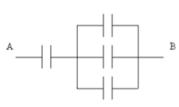 <strong>The arrangement is composed of four 6.0 mF capacitors.What is the capacitance of the combination? </strong> A) 24.0 mF B) 4.5 mF C) 8.0 mF D) 9.0 mF E) 12.5 mF