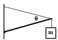 <strong>A 1.500 m long uniform beam of mass 30.00 kg is supported by a wire as shown in the figure.The beam makes an angle of 10.00 degrees with the horizontal and the wire makes and angle of 30.00 degrees with the beam.A 50.00 kg mass,m,is attached to the end of the beam.What are the vertical and horizontal components of the force of the wall on the beam at the hinge? </strong> A) H = 1,458 N,V = 454.0 N B) H = 1,300 N,V = 403.4 N C) H = 1,179 N,V = 354.9 N D) H = 979 N,V = 324.5 N E) H = 750 N,V = 297.3 N