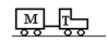 A tractor T is pulling a trailer M with a constant acceleration.If the forward acceleration is 1.5 m/s<sup>2</sup> and M = 400 kg and T = 500 kg,then the force on the tractor due to the trailer is   A)  600 N backward. B)  450 N backward. C)  200 N forward. D)  35 N forward. E)  0.