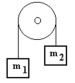 Two masses are suspended by a cord that passes over a pulley with negligible mass.The cord also has negligible mass.One of the masses,m<sub>1</sub>,has a mass of 7.0 kg and the other mass,m<sub>2</sub>,has a mass of 3.0 kg.The pulley turns on a shaft through the center of the pulley and supports the pulley and all the masses.The vertical force of the shaft on the pulley that supports the whole system is   A)  49 N upward. B)  49 N downward. C)  82 N upward. D)  82 N downward. E)  98 N upward.