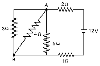 FIGURE 26-11   -Refer to the circuit in Fig. 26-11, to answer the following: (a) Determine the current in the 1-Ω resistor. (b) Determine the current in the 3-Ω resistor. (c) Determine the current in the 4-Ω resistor.