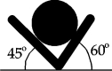 FIGURE 12-6   -A 3.00-kg ball rests in a frictionless groove as shown in Fig. 12-6. (a) What is the normal force between the left side of the groove and the ball? (b) What is the normal force between the right side of the groove and the ball?