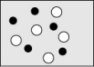 Which sketch best represents the qualitative molecular view of an aqueous solution of nitrous acid? (Water molecules are not shown explicitly.)  A)    B)    C)    D)   