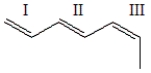 For each of the bonds in the figure below, identify whether the bond is cis, trans, or neither cis nor trans.   A)  I-cis; II-trans; III-cis B)  I-trans; II-cis; III-trans C)  I-neither; II-trans; III-cis D)  I-neither; II-cis; III-trans E)  I-neither; II-cis; III-cis