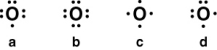 Which of the following is the correct Lewis symbol for the oxide anion (O<sup>2</sup><sup>-</sup>) ?   A)  a B)  b C)  c D)  d