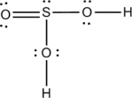 Two reasonable Lewis structure for sulfurous acid (H<sub>2</sub>SO<sub>3</sub>) are given below. Add the formal charges to each atom.    