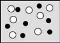 Which sketch best represents the qualitative molecular view of an aqueous solution of nitric acid? (Water molecules are not shown explicitly.)  A)    B)    C)    D)   