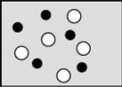 Which sketch best represents the qualitative molecular view of an aqueous solution of nitric acid? (Water molecules are not shown explicitly.)  A)    B)    C)    D)   