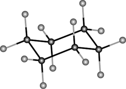 Which one of the following best describes this molecule?   A)  dodecane B)  cyclohexane (boat conformation)  C)  cyclohexane (chair conformation)  D)  puckerane E)  trans-cyclohexane