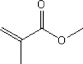 Methyl methacrylate, illustrated below, is the monomer for poly(methyl methacrylate), which is used in making shatterproof transparent plastic. Draw a few subunits of the skeleton structure of poly(methyl methacrylate).  