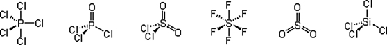 <strong>Which of these molecules have a dipole moment? </strong> A) PCl<sub>5</sub> and SiCl<sub>4</sub> B) POCl<sub>3</sub>, SO<sub>2</sub>Cl<sub>2</sub>, and SO<sub>3</sub> C) POCl<sub>3</sub> and SO<sub>2</sub>Cl<sub>2</sub> D) PCl<sub>5</sub>, POCl<sub>3</sub>, SOCl<sub>2</sub>, SO<sub>3</sub>, and SiCl<sub>4</sub> E) PCl<sub>5</sub>, SF<sub>6</sub>, SO<sub>3</sub>, and SiCl<sub>4</sub>