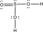 Two reasonable Lewis structure for sulfurous acid (H<sub>2</sub>SO<sub>3</sub>) are given below. Add the formal charges to each atom.      
