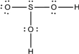 Two reasonable Lewis structure for sulfurous acid (H<sub>2</sub>SO<sub>3</sub>) are given below. Add the formal charges to each atom.      