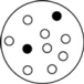 In which of the following containers is the mole fraction of argon greatest? The white circles represent helium atoms; the dark circles represent argon atoms. A)    B)    C)    D)   