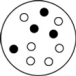 In which of the following containers is the mole fraction of argon greatest? The white circles represent helium atoms; the dark circles represent argon atoms. A)    B)    C)    D)   