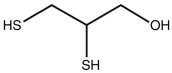 Ingestion of mercury, which is poisonous, often is treated using chelation therapy. One agent used in this therapy is dimercaprol, which is shown below. Identify the features in the structure of this molecule that make it an effective chelation agent.  