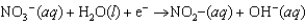 Enzymes in plants convert nitrate into ammonia. The unbalanced half-reaction equation is given below. What is the change in oxidation number of nitrogen in this reaction?  