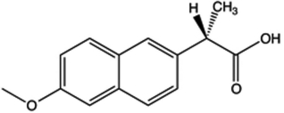 Naproxen has the chemical structure shown below. Which of the noted functional groups are found in the molecule?   A) only an ether B) both an ester and a carboxylic acid C) both an ether and a carboxylic acid D) only an ester E) both an ether and an ester