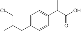 Identify each of the chiral centers in the following ibuprofen derivative, an over-the-counter medicine used to treat pain relief.  