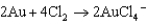 For the following reaction, which statement A<font face= symbol ></font>D is not correct?   A) Au is the reducing agent. B) Cl<sub>2 </sub>is the oxidizing agent. C) Au is oxidized. D) The equation is balanced. E) More than one statement is not correct.