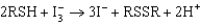 Proteins containing a certain functional group (identified as RSH)  can be titrated with triiodide ion to produce another functional group (identified as RSSR) . The reaction equation is given below. What is oxidized and what is reduced in this reaction?   A) RSH is oxidized; I   <sub> </sub> Is reduced. B) RSH is reduced; I is oxidized. C) Both RSH and I are oxidized. D) Both RSH and I are reduced. E) This reaction is not oxidation<font face= symbol ></font>reduction.