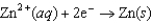 Calculate the cell potential (E<sub>cell</sub>) for the following reaction if [Ag<font face= symbol ><sup></sup></font>] <font face= symbol ></font> 0.10 M and [Zn<sup>2</sup><font face= symbol ><sup></sup></font>] <font face= symbol ></font> 0.25 M.   Half-reaction Standard Reduction Potential (V)   <font face= symbol ></font> 0.763   <font face= symbol ></font> 0.337