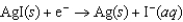 Electrochemical cell potentials can be used to determine equilibrium constants that would be otherwise difficult to determine because concentrations are small. Calculate the value of K<sub>sp</sub> for AgI from the following data.   E<font face= symbol ></font> <font face= symbol ></font> <font face= symbol ></font>0.80 V   E<font face= symbol ></font> <font face= symbol ></font> <font face= symbol ></font>0.15 V