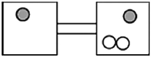 The following figures represent distributions of two types of gas molecules between two containers connected by an open tube. In which figure is the entropy of the system maximized? A)    B)    C)    D)   