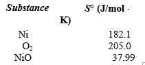 If 3.500 g of Ni are reacted with excess oxygen to form nickel oxide (NiO)  under standard state conditions, what is the entropy change for the reaction?         A) (<font face= symbol ></font>49.3 J/K)  B) (<font face= symbol ></font>24.7 J/K)  C) (<font face= symbol ></font>14.7 J/K)  D) (<font face= symbol ></font>49.3 J/K)  E) (<font face= symbol ></font>10.4 J/K) 