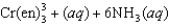 The reaction       where en represents ethylenediamine, has a small value for the enthalpy change, <font face= symbol ></font>H<sub>rxn</sub>, yet the free-energy change is large because ________ A) the reaction rate is fast. B) the entropy change is large and positive. C) the enthalpy change is large enough to matter. D) the entropy change is large and negative. E) ethylenediamine has amino groups that are stronger bases than ammonia.
