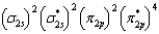 What is the valence electron molecular orbital electron configuration of N<sub>2</sub>? A)    B)    C)    D)    E)   