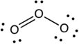 Assign the formal charges to each atom in the resonance structure of ozone (O<sub>3</sub>) shown below.  