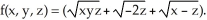 Let Compute f(1, -2, -1). Enter your answer as a .