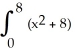 <strong>Given the graph of the function y = + 8, set up the definite integral that gives the area of the shaded region. </strong> A) dx B) dx C) dx D) dx