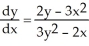 Use implicit differentiation to determine where + = 2xy. Is correct?