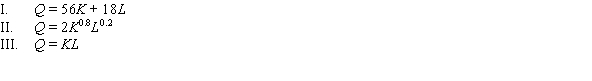 Which of the following is (are)  example(s)  of production functions?   A)  II and III B)  I, II, and III C)  II D)  I