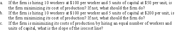 For the following questions assume that the marginal product of capital =   and the marginal product of labor =   .  