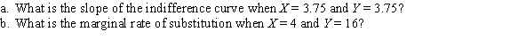 The utility function for a consumer is U = XY/(X + Y), where the MU<sub>X</sub> = Y<sup>2</sup>/(X + Y)<sup>2</sup> and MU<sub>Y</sub> = X<sup>2</sup>/(X + Y)<sup>2</sup>.  