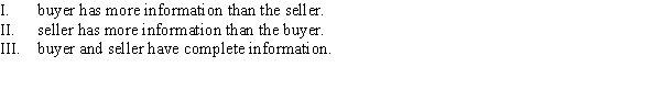 Adverse selection can occur when the:   A)  I, II, and III B)  II C)  I and II D)  III