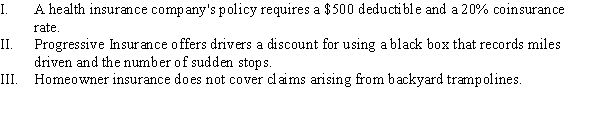 Which of the following practices mitigates moral hazard?   A)  I B)  I, II, and III C)  III D)  II and III