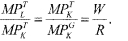 <strong>In the golf club industry, the marginal product of labor and capital are given as and . In the tennis racket industry, the marginal product of labor and capital are given as and . The price of labor is W and of capital is R. An efficient allocation of labor and capital across the golf club and tennis racket industries requires the following condition:</strong> A) B) C) D)